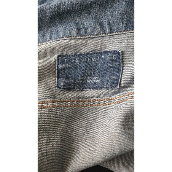 The Limited Women's Denim Jean Jacket Blue Collared Med. Wash Retro Size L - Picture 7 of 9